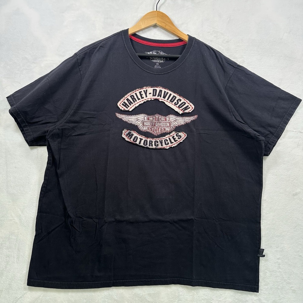 Harley Davidson Patches Logo Black T-shirt Mens Size 3XL